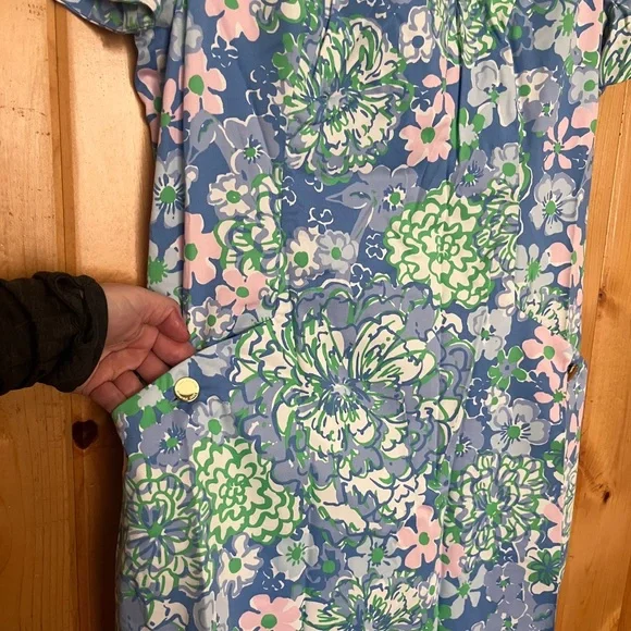 NWT Lilly Pulitzer Blue Floral Shift Dress Sz 12 - Picture 7 of 12